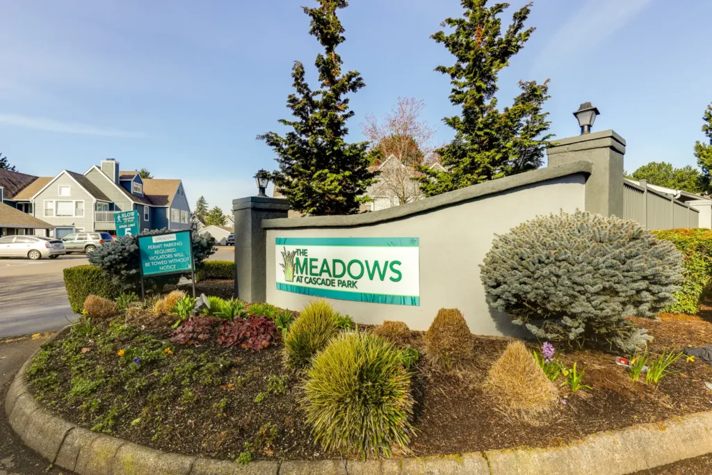 Monument sign at parking lot entrance